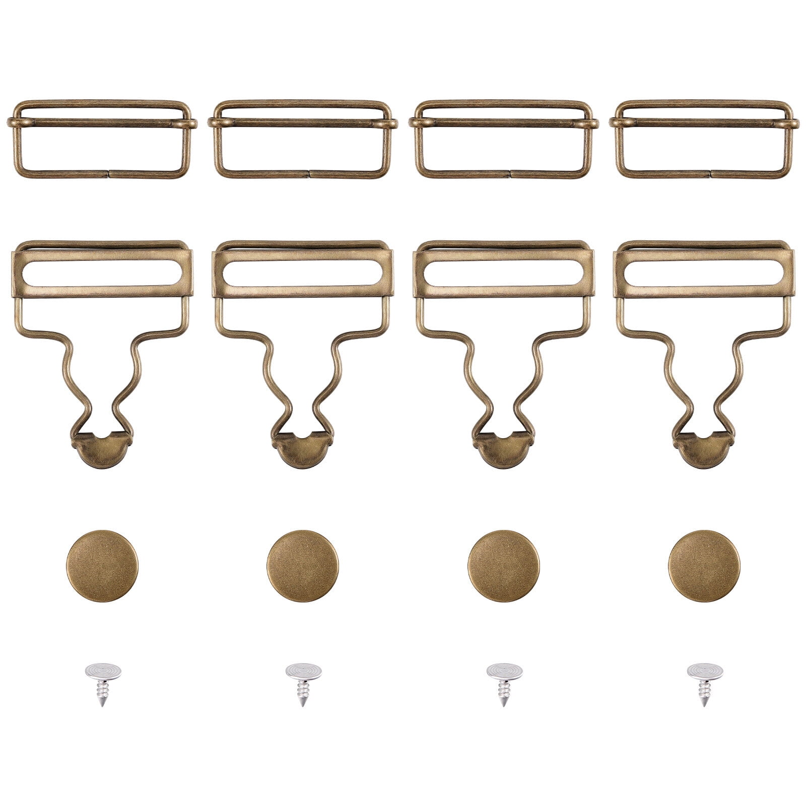 NUOLUX 4 Sets Overall Buckles Metal Suspender Replacement Buckles for