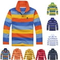 Boys Long Sleeve Shirts Polos Kids Striped Polo Young Boys Collared