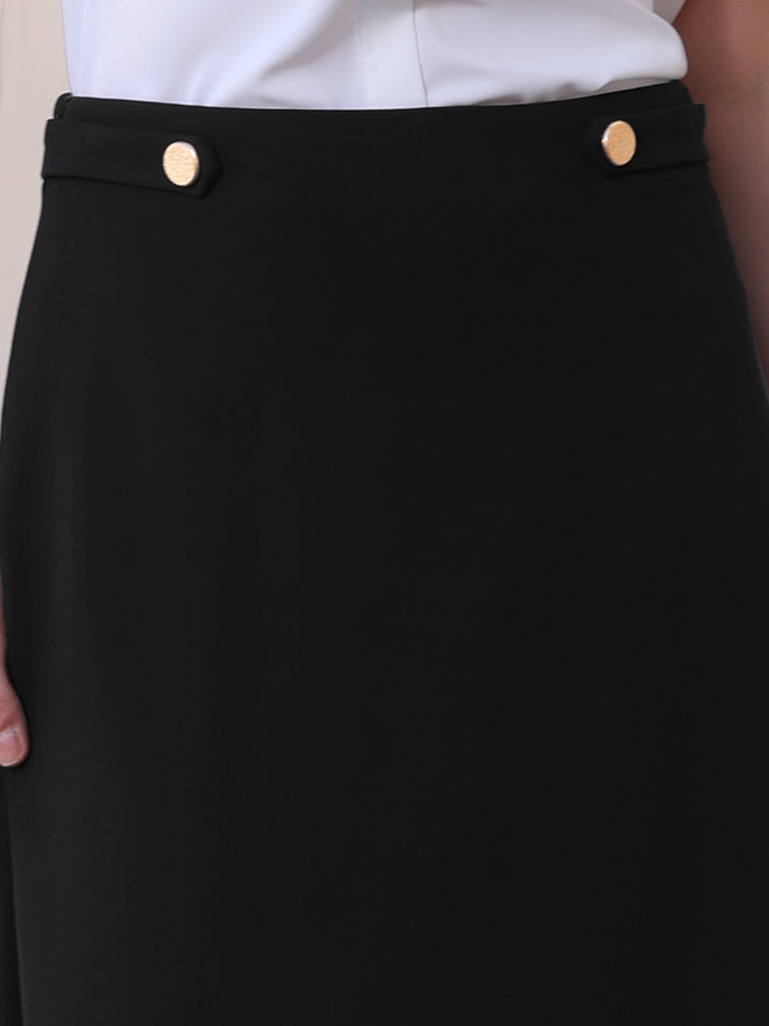 DARING DIVA Women's Flare A Line High Waist Casual Midi Skirts L Black