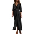 thumbnail image 2 of CEHVOM Robe d'Été Décontractée pour Femmes, Robe Ample à Manches Longues et Col en V, 2 of 6