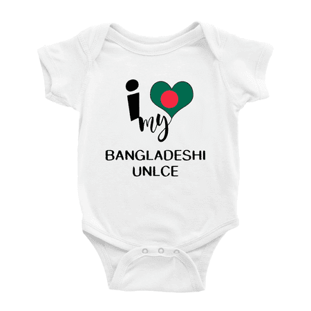 

I Heart My Bangladeshi Unlce Bangladesh Love Flag Baby Romper (White 6-12 Months)