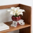 thumbnail image 4 of Qocolcyl Tulip-Shaped Ceramic Bud Vase,Small Flower Vase with Ribbon Bow, Glossy Finish, Leakproof,for Home Wedding Table Decor, 4 of 6