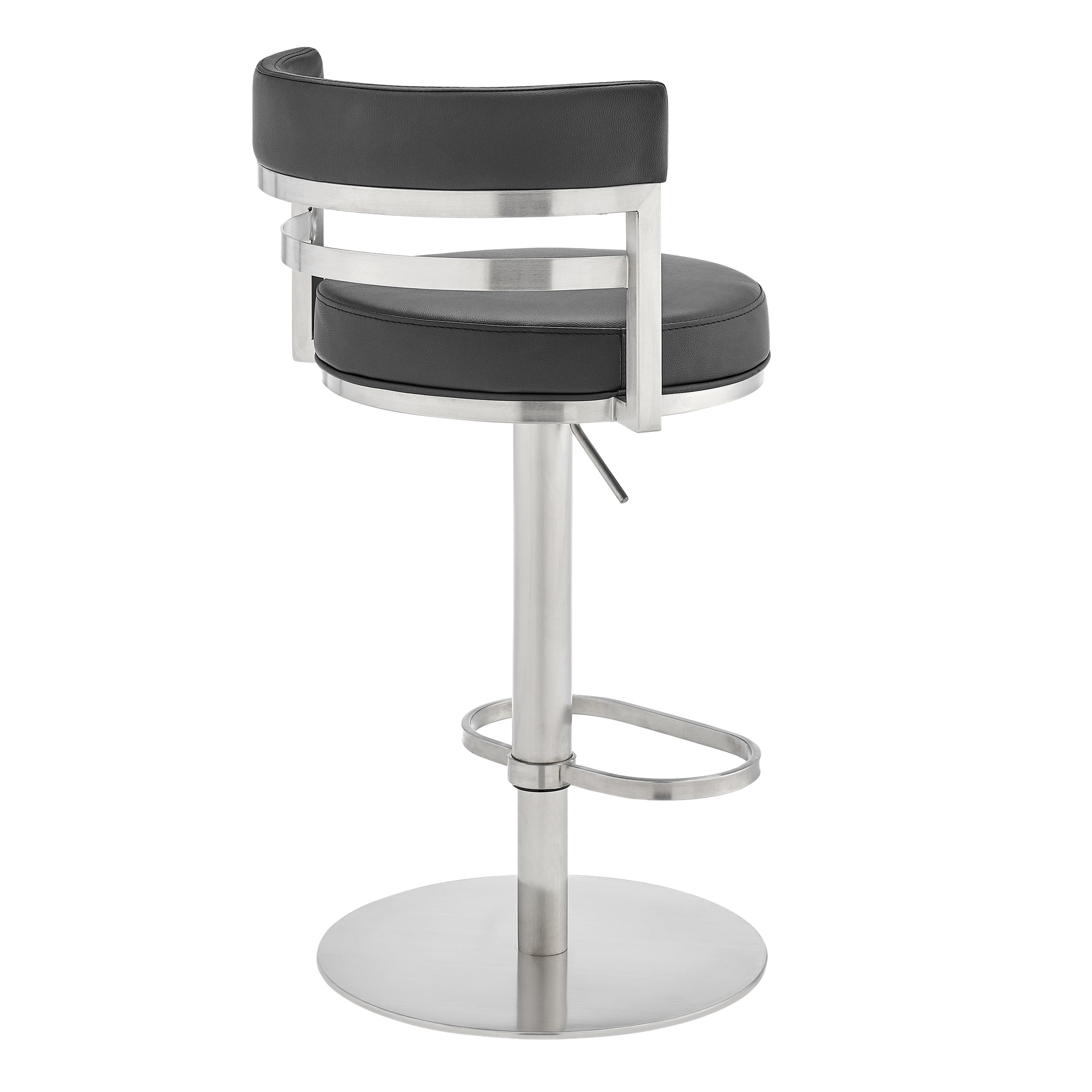 Judi Modern Industrial Swivel Metal Adjustable Height Barstool With Faux Leather Seat