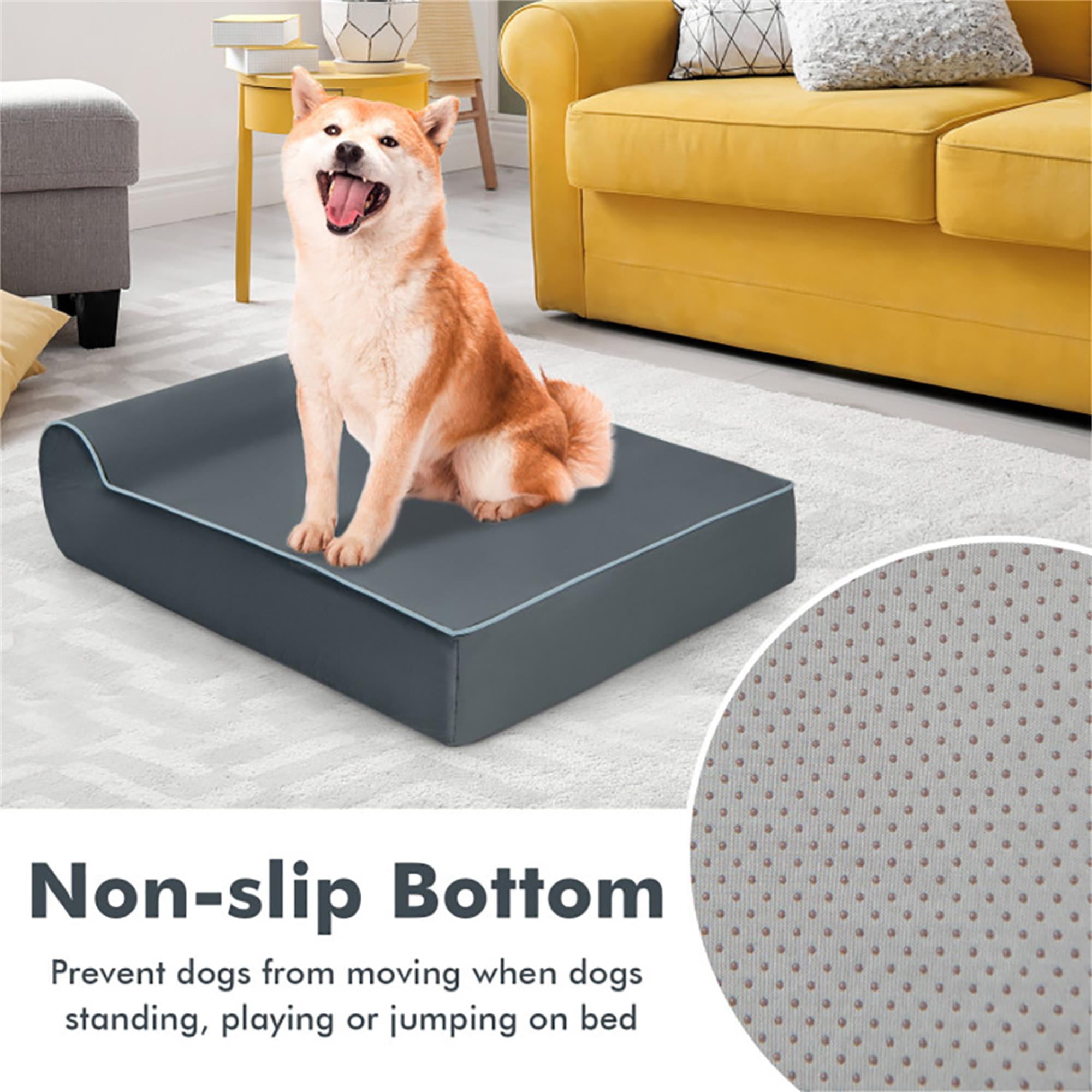 Kadyn 40" Orthopedic Dog Sofa for Large Dogs, Removable Washable Cover Dog Bed with Headrest, Cat Couch Pet Bed, Gray
