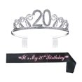 thumbnail image 1 of Haust 1 Juego Número 20 Corona de Diamantes de Imitación Peine para el Cabello y Faja con Estampado de Letras Decoración Tocado Tiara Accesorio para la Cabeza Decoración de Cumpleaños Cinturón de, 1 of 7