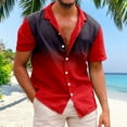 thumbnail image 4 of Mens Holiday Seaside Leisure Loose Button Stand Digital 3D Printed Shirt Short Sleeve Top, 4 of 4