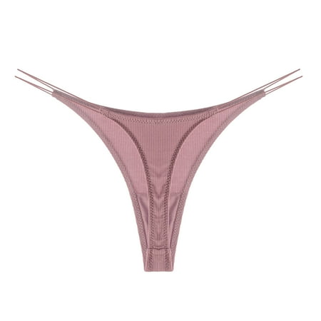 Riforla Women Panties Womens Solid Underwear V String Thong Panty Lingerie Ladies Underwear Panties Pink L