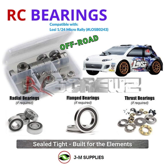 RCScrewZ Rubber Shielded Bearing Kit los059r for Losi 1/24th Micro Rally (#LOSB0243) | PRO