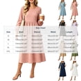 thumbnail image 3 of SAWOBUUN Womens Long Sleeve Dresses High Waist Crewneck Polka Dot A-Line Casual Midi Tshirt Dress with Pockets, 3 of 5