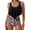 Black Leopard Print, variant on Women's Ruffle Tankini Two-Piece Swimsuit, High-Waisted Leopard/Striped Tummy Control Bikini, Flounce Swimwear