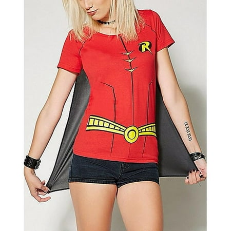 Robin Cape Costume Women's Batman T-Shirt (S) (Batman And Robin Best Friend Shirts)