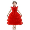 thumbnail image 5 of Girls Lydia Deetz Movies Cosplay Costume Red Wedding Dress Halloween Outfits, 5 of 7