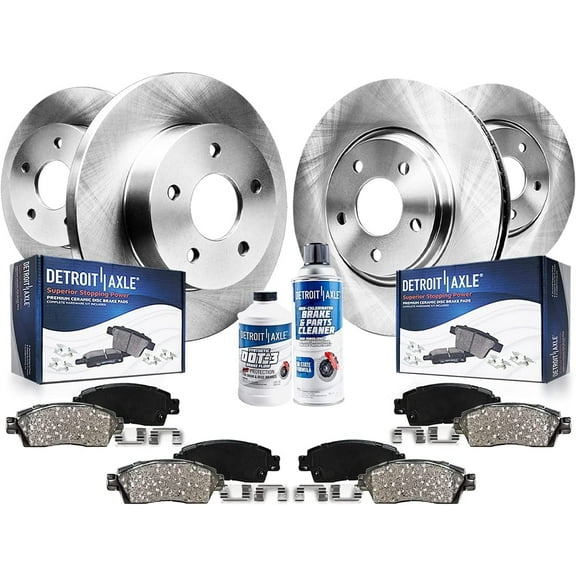 Detroit Axle - Brake Kit for 2004-2012 Mitsubishi Galant Front & Rear Disc Brake Rotors Ceramic Brakes Pads 2005 2006 2007 2008 2009 2010 2011 Replacement