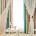 thumbnail image 2 of serony Hollow Star Design Double Layer Window Curtain Gauze Light Transmitting Curtain Light Blocking Drape 1x2m Rod Type, 2 of 6