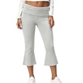 thumbnail image 2 of Cropped Flare Pants for Women Trendy Slimming Trouser Foldover Waist Soft Casual Capri Pants Gray M, 2 of 7