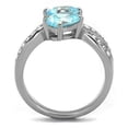thumbnail image 3 of Oval Cut Aquamarine Diamond Engagement Ring, Toi Et Moi Diamond Ring, Criss Cross Pave Set Solitaire With Accents Diamond Wedding Ring, 14K White Gold plated, 2.2 Ct Simulated Diamond And Aquamarine, 3 of 4