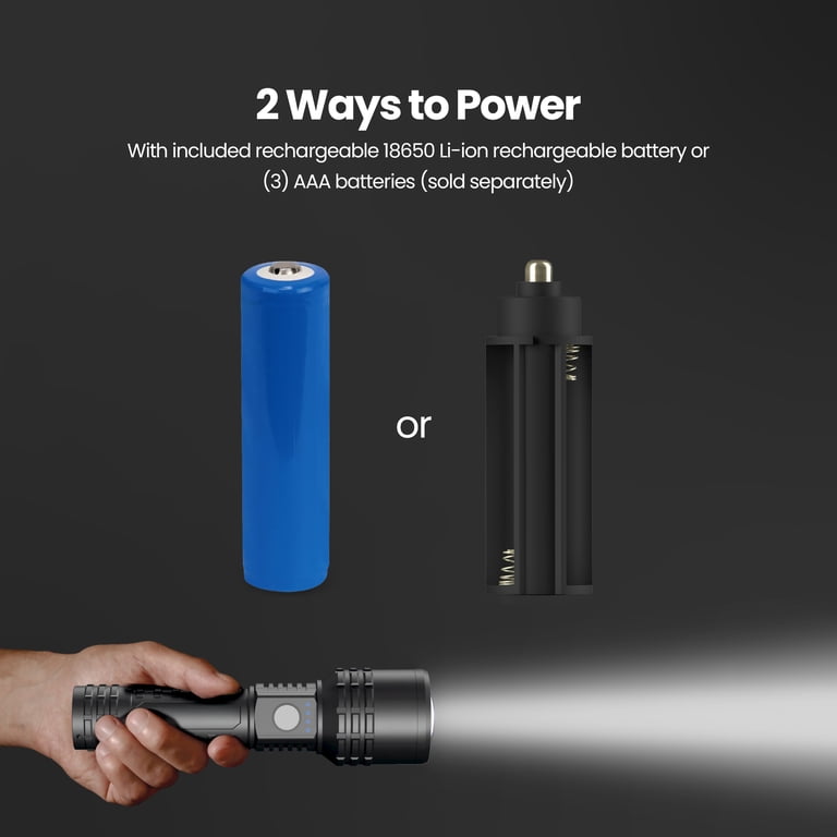 battery flashlight vs rechargeable Feit Electric LED Flashlight 1500 Lumens