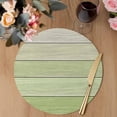 thumbnail image 3 of Sage Green Wooden Grain Round 15 Inch Placemats Set of 8, Farmhouse Vintage Ombre Geometric HeatResistant Non Slip Place Mats for Dining Table, Wipeable Braided Kitchen Table Mats for Housewarming, 3 of 9