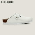 thumbnail image 4 of XGGC Unisex Women's Cork Footbed Clogs Leather Mules with Arch Support Comfort Potato Shoes Scuff Shoes Gift ideas, 4 of 6