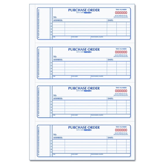 Carbonless Purchase Order Book, Numbered, 2.75 x 7 Inches, 400 Duplicate Sets (1L176)