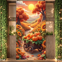 Colorful Design Autumn Banner Sunflower Pumpkin Harvest for Thanksgiving Decor Seasonal Celebration Outdoor Decoration