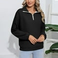 thumbnail image 4 of Weiqiqre Tops for Women Trendy Long Sleeve Quarter Zip Pullover Quilted Sweatshirt Casual Loose V Neck Collared Tops with Pockets, 4 of 7