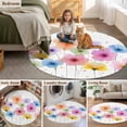 thumbnail image 5 of Watercolor Colorful Floral Round Area Rug 5Ft Washable Circle Rugs for Living Room Bedroom, Farmhouse Summer Flowers Non-Slip Carpet Floor Mats Indoor Outdoor Carpet Runner Aesthetic Home Decor, 5 of 8