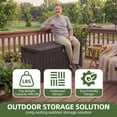 thumbnail image 7 of Dextrus 110 Gallon Waterproof Resin Deck Box, Dark Brown Lockable Outdoor Storage Bin, Heavy-Duty 2-Person Bench Seating for Patio Cushions, Garden Tools, Pool Accessories & Outdoor Daily Essentials, 7 of 7