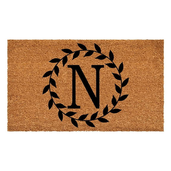 Laurel Wreath Doormat, 24" x 36" (Letter N)