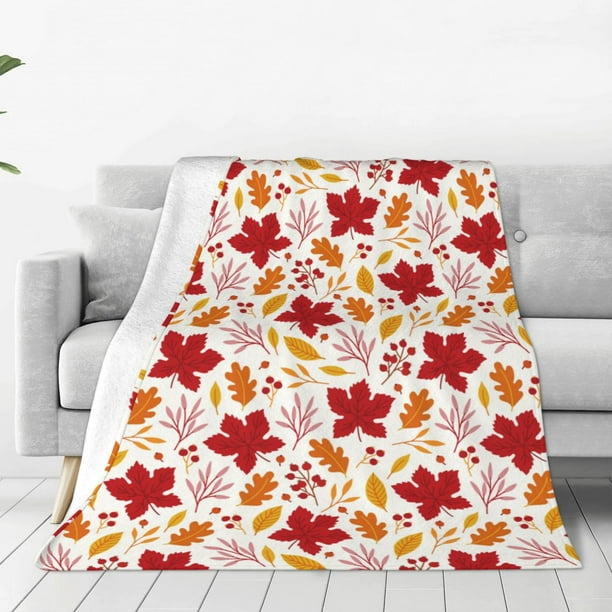 Fotbe fall laef Maple Manta de Franela Acolchonada con Estampado, Súper Suave y Esponjosa, Extra Grande para Sofá, Cama, Uso Todo el Año-60"x50"