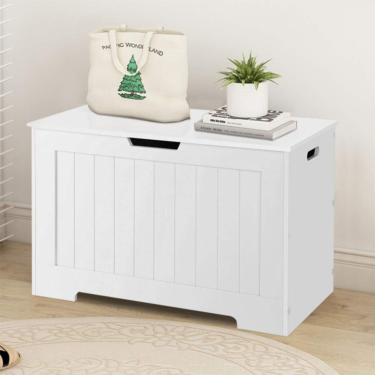 HElectQRIN Wooden Storage Bench and Chest 30" Large Kids Toy Box Trunk