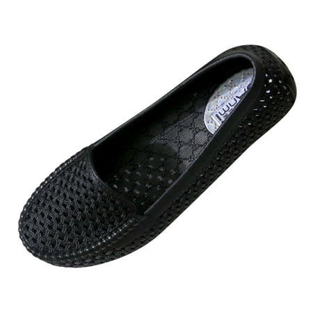 

Cathalem Women Shoes Flat Bottom Casual Breathable Hollow Casual Shoes Soft Bottom Baotou Mother Shoes Beach Hollow Shoes Black 40