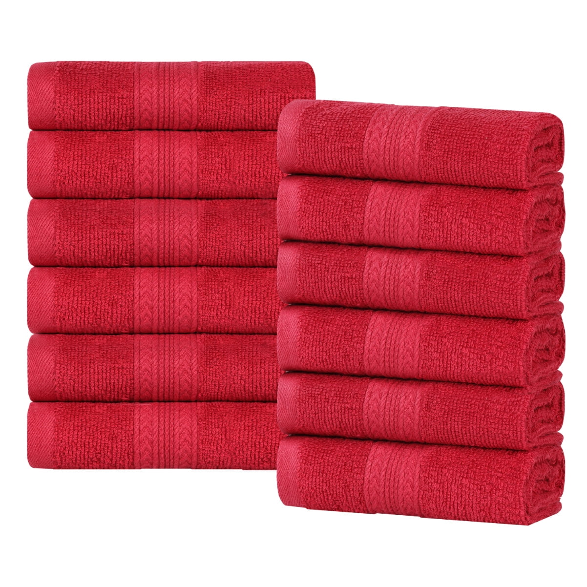 Superior Eco-Friendly Cotton 12-Piece, Cranberry, Washcloth Set