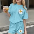 thumbnail image 2 of Zpanxa Girls Trendy 2 Piece Outfit Set Star Graphic Print Oversized T-Shirt and Shorts Summer Casual Kids Clothing Set, 2 of 8