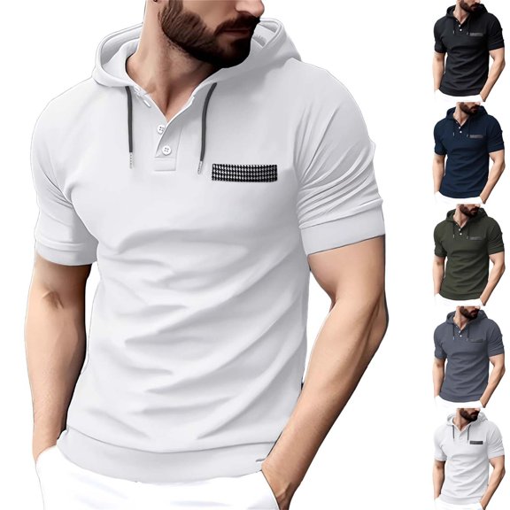 Men’s Short Sleeve Hoodie Sweatshirt Outdoor Casual Spring Summer Top