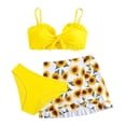 thumbnail image 6 of Avrnliq Girls 3 Piece Sunflower Print Tankini Swimsuit, Modest Ruffle Trim Skirted Bathing Suit with Adjustable Straps, Yellow, for 8-14 Years Tweens,Size 10-11 T, 6 of 9