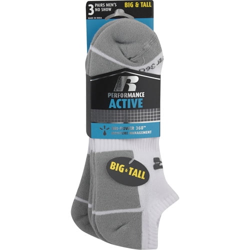 Russell - Men's Active Performance Dri-Power 360 No Show Socks - 3 Pack - Walmart.com