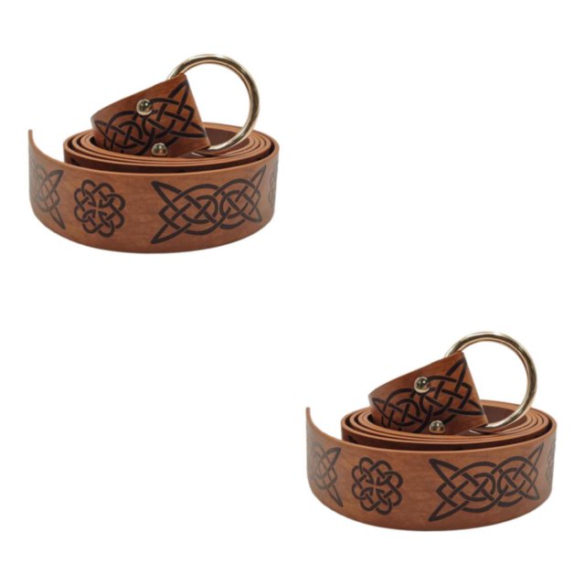 Sonducket Cinturón vikingo Retro en relieve Faux Costume Belt para Halloween Cosplay Men Dark Brown Type1