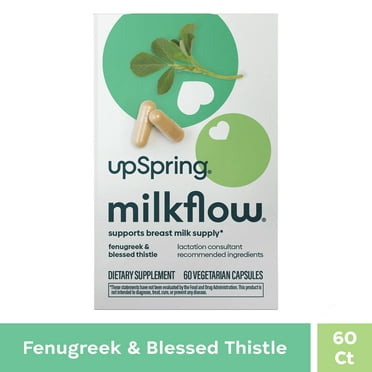 UpSpring Milkflow Fenugreek & Blessed Thistle Supplement Capsules, 60 Count