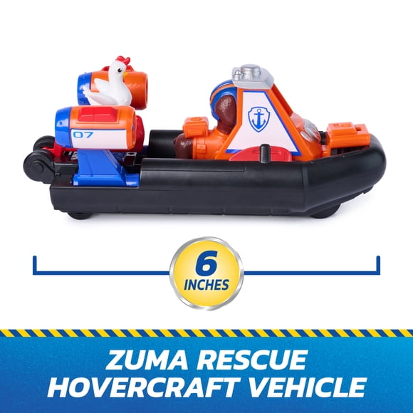 PAW Patrol: Search & Rescue, Aéroglisseur de sauvetage Zuma avec 2 figurines, bateau à rétrofriction, jouets pour garçons et filles à partir de 3 ans