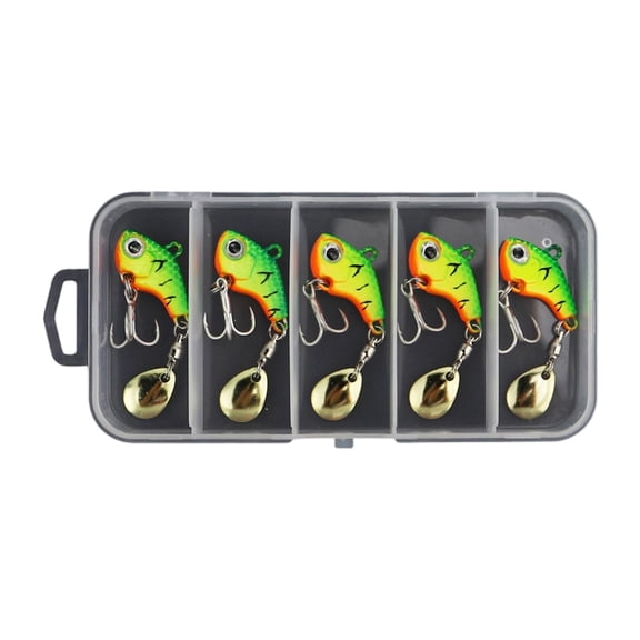 5Pcs Rotating Metal Vibrations Baits Artificial Hard Baits Fishing Lures with Hook For Long Distance Casting Endurin
