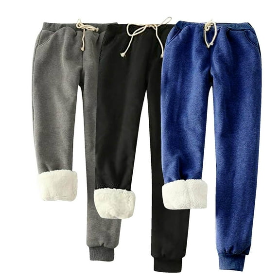 3 Pack Women's Sweatpants Blocked Velvet Loose Casual Color Home Tight Leg Sports Blue Sweatpant Joggers S-5XL