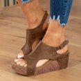 thumbnail image 2 of Gvdentm Womens Wedge Sandals with Strap for Dressy Ladies Sandals Casual Wedge Shoes Brown,7, 2 of 8