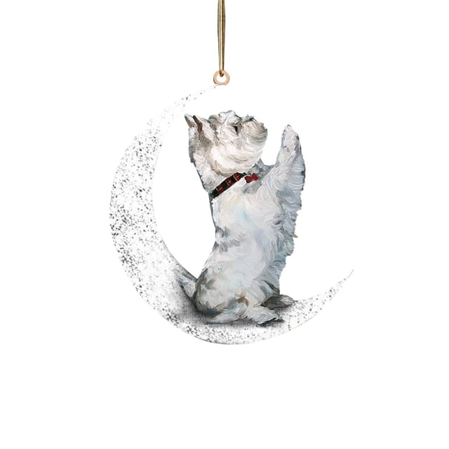 Arte del hierro Siéntese en la luna Adorno de luna de perro encantador para amantes de los perros Colgante de árbol de Navidad Wmkox8yii gf6354