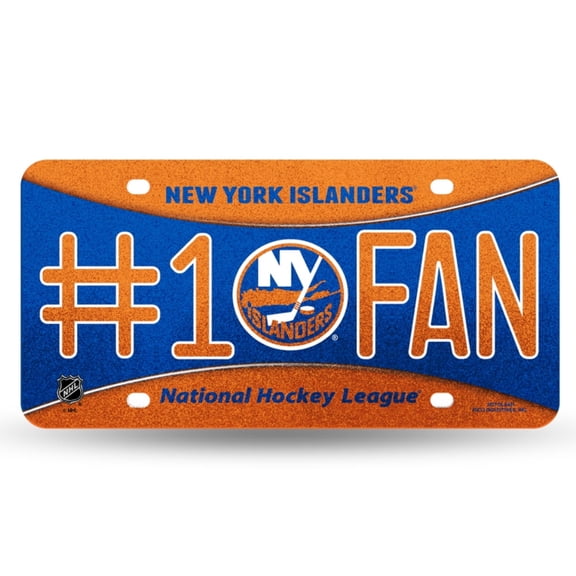 New York Hockey Islanders #1 Fan Sparkly Glitter Look License Plate Tag - Number One! Let's Go! It's all about the Bling!