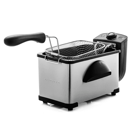 OVENTE New Electric Deep Fryer 2 Liter Capacity, 1500 Watt Lid with Viewing Window, Silver FDM2201BR