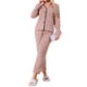thumbnail image 2 of Conjunto de pijama de franela para mujer, de manga larga, con botones, cuello en V, pantalones de forro polar suave, ropa de casa, tamaño S, rosa polvo, 2 of 6