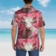 thumbnail image 4 of Fotbe Flower White Cow Camisa Hawaiana para Hombre Unisex – Camisa Casual de Verano con Botones de Manga Corta de Algodón y Lino,X-Large, 4 of 7