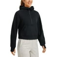 thumbnail image 1 of Sweat à Capuche Doublé de Polaire pour Femmes Pull Demi-Zip avec Trou pour le Pouce, 1 of 6