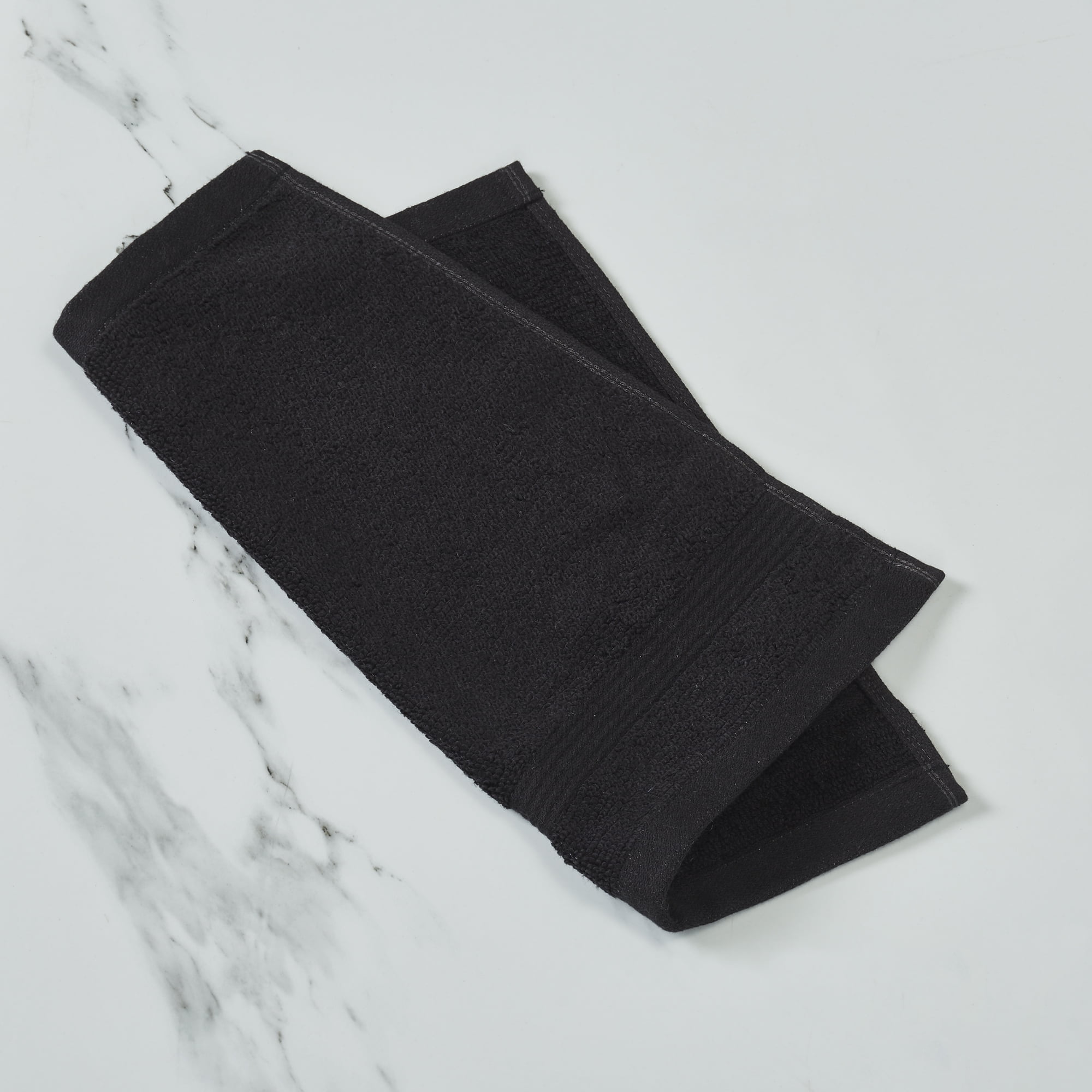 Mainstays Performance Solid Washcloth, 12" x 12", Black